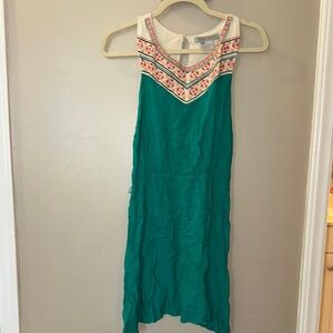 Boho Teal Dress with Embroidery